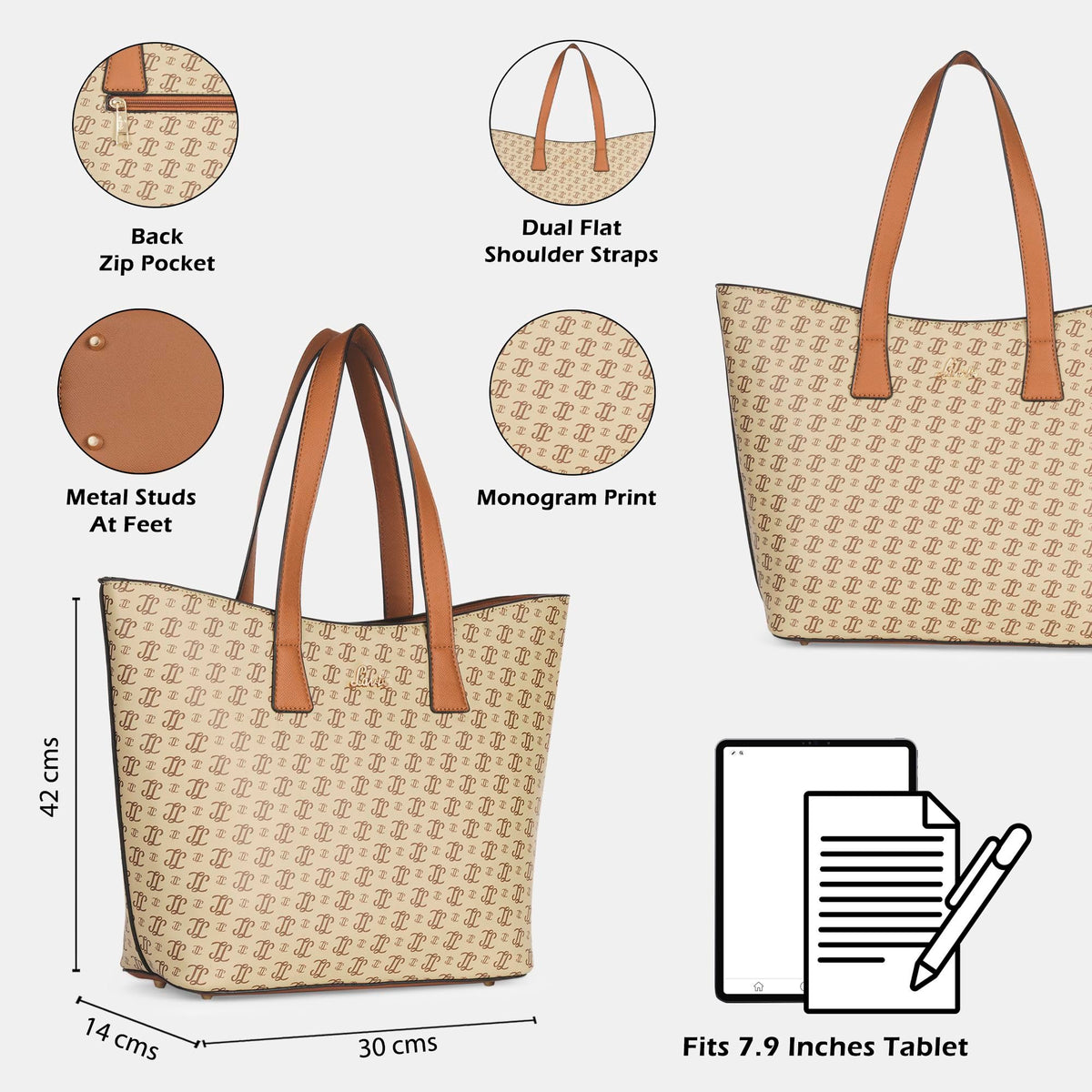 Lavie Women's Mono LL Harper Tote Bag for Women | Tote Bag for Work | Ladies purse | Stylish Shoulder Bag | Gift for Women