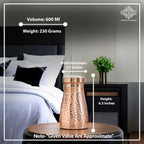 INDIAN ART VILLA Copper Hammered Shine Design Bedroom Water Bottle with Lid, Volume - 600 ML, Pack of 1