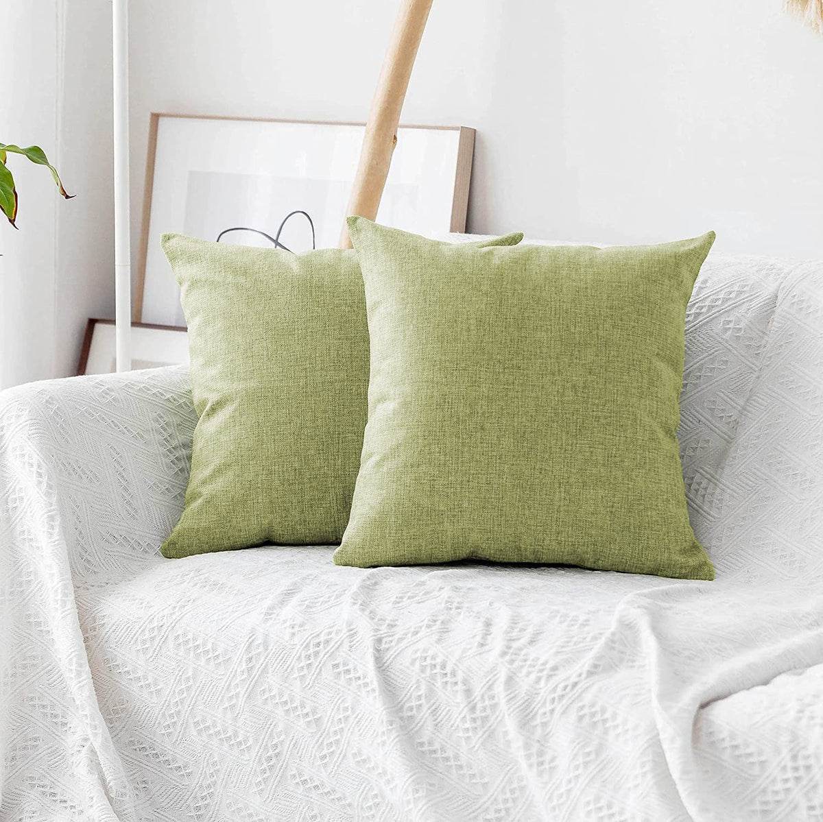 Khooti Decorative Jute Square Pillow Cover, Boho Apple Green, 28 x 28 Inch | Set of 1, Living Room, Home Decor, Office, Festivals
