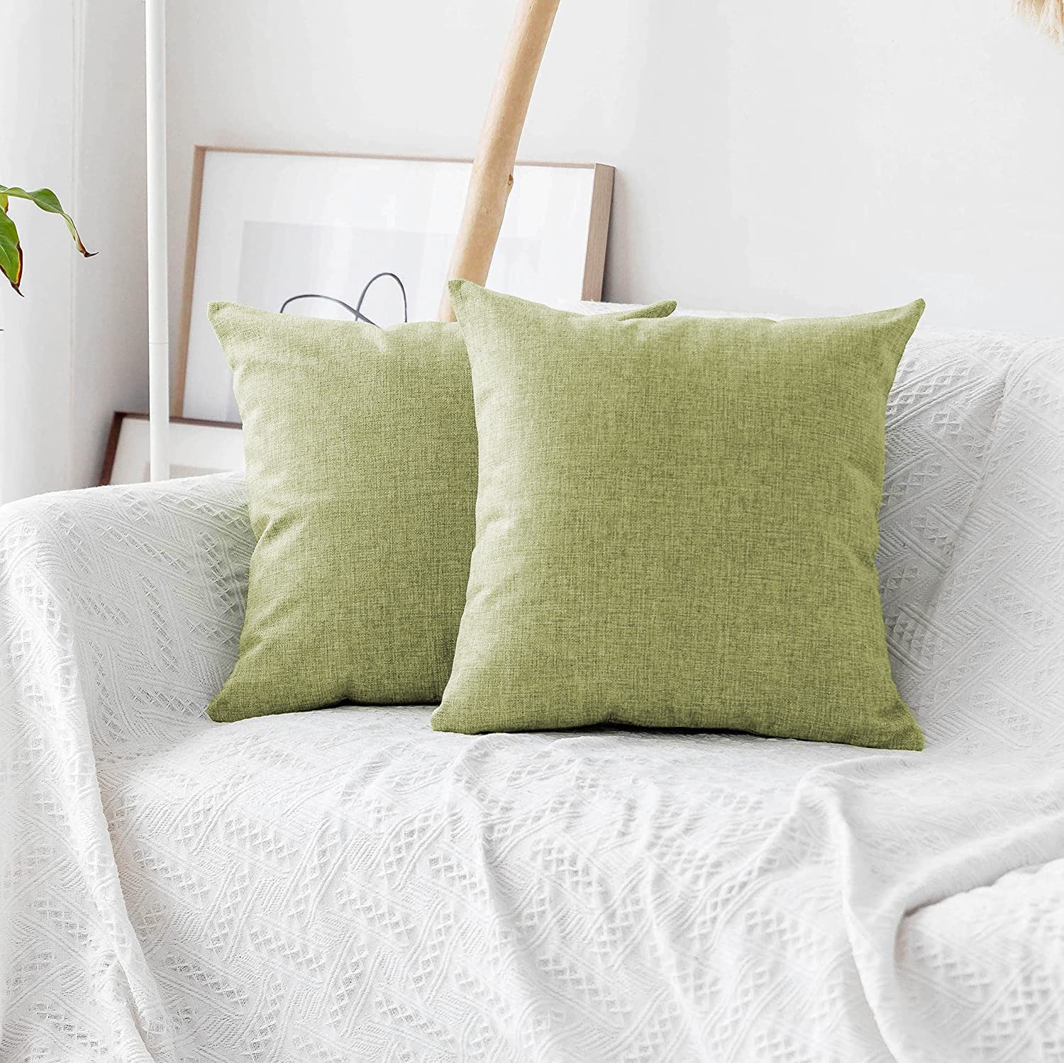 Khooti Decorative Jute Square Pillow Cover, Boho, Apple Green, 18 x 18 Inches / 45 x 45 cm, | Set of 1, Living Room, Home Decor, Office, Festivals