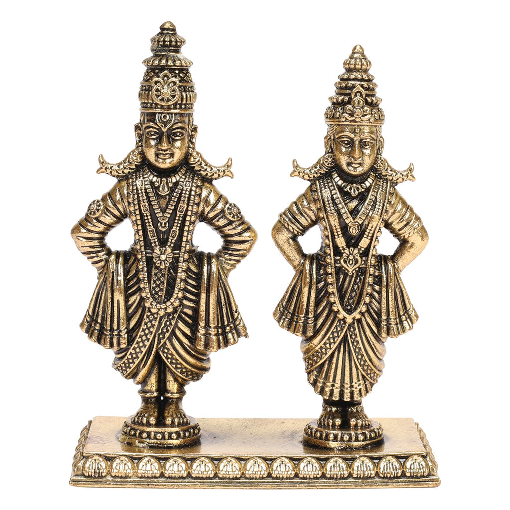 ARTVARKO Pure Brass Shri Vitthal Rukmani Murti Statue Idol for Home Office Temple Decor Gift Height 3 Inch