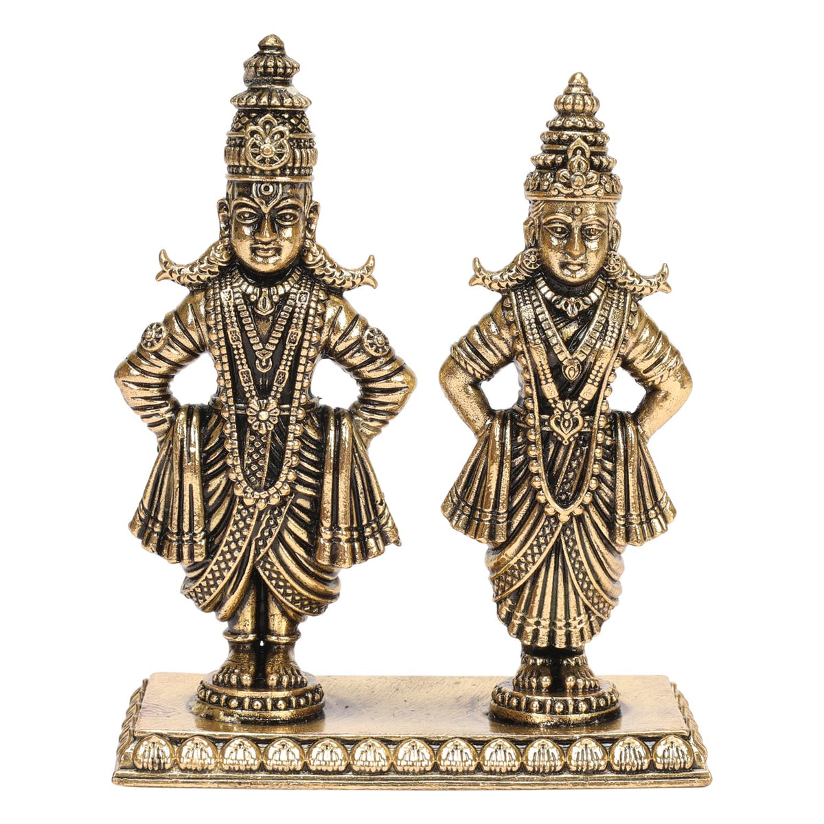 ARTVARKO Pure Brass Shri Vitthal Rukmani Murti Statue Idol for Home Office Temple Decor Gift Height 3 Inch