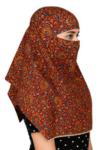 DEEPNYRA - LIVING STYLE Scarf Face Full Covering With Mask Head Hair Wrap Sun Protection For Women Cotton Printed Square All Season Wear (MARRON NEW KALAM)