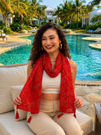 KE KANHA EXPORTS Cotton Scarf with Tassels|Bandhani Print Scarf for Women Stylish|Stole for Women|Breathable Boho Beach Summer Wrap|Multicolor Scarf|Easily Fits 180 * 50 CM