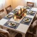 YELONA Placemats Set of 6, Heat-Resistant Woven Vinyl Table Mats, Non-Slip & Washable Dining Tablemats for Kitchen & Dinner Decor, Blue & White (45cm x 30cm) Kafalo