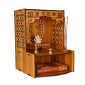 Rousrie Beautiful Wooden Temple Unit for Home | Pooja Mandir with Storage Space Wall Mounted | Puja Cupboard for Home Size (H-15.3, L-10.6, B-11 Inch)