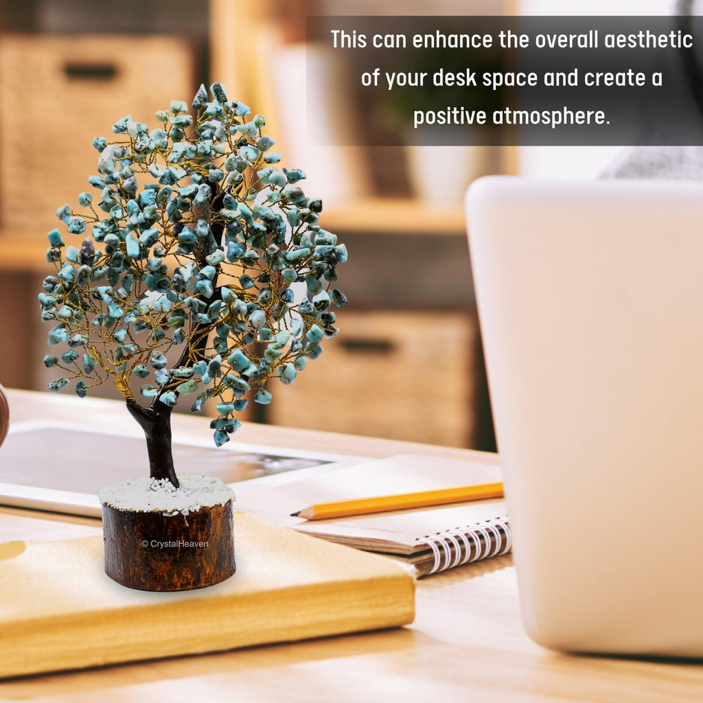 Certified Larimar Crystal Tree for Good Luck - Healing Crystals Money Tree for Wealth, Positive Energy at Home Office - Decorative Spiritual Gifts for Vastu, House Warming
