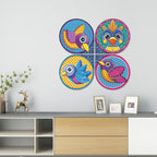 Artvibes Birds Decorative Wall Art MDF Wooden Wall Hanger for Living Room | Garden Balcony | Decoration Wall Hanging Items | Trendy Decor | Aesthetic Wooden Decor | Ideal Gifts (WH_8424N), Set of 4