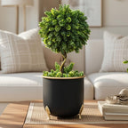 BEHOMA Metal Leaf Leg Planter for Home, Black