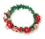 CRAnsh Creations; Crafted with Love Handmade Flower Tiara for Girls Women Jewellery Hair Accessories Adjustable with ribbon Pack of 1 (Red)