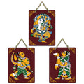 Artvibes Phad Art Home Wooden Wall Hanger for Home Decor | Modern Decoration Items | Living Room | Bedroom | Office | Artwork | Wall Illustrations | Handcrafted Art | Gift Items (WH_96173N), Set of 3