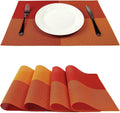 OXSAM Placemats, Heat Insulation Non-Slip Vinyl mats, Stain-Resistant Tablemats for Home and café Dining Table Décor (Orange, Pack of 6) Kafalo