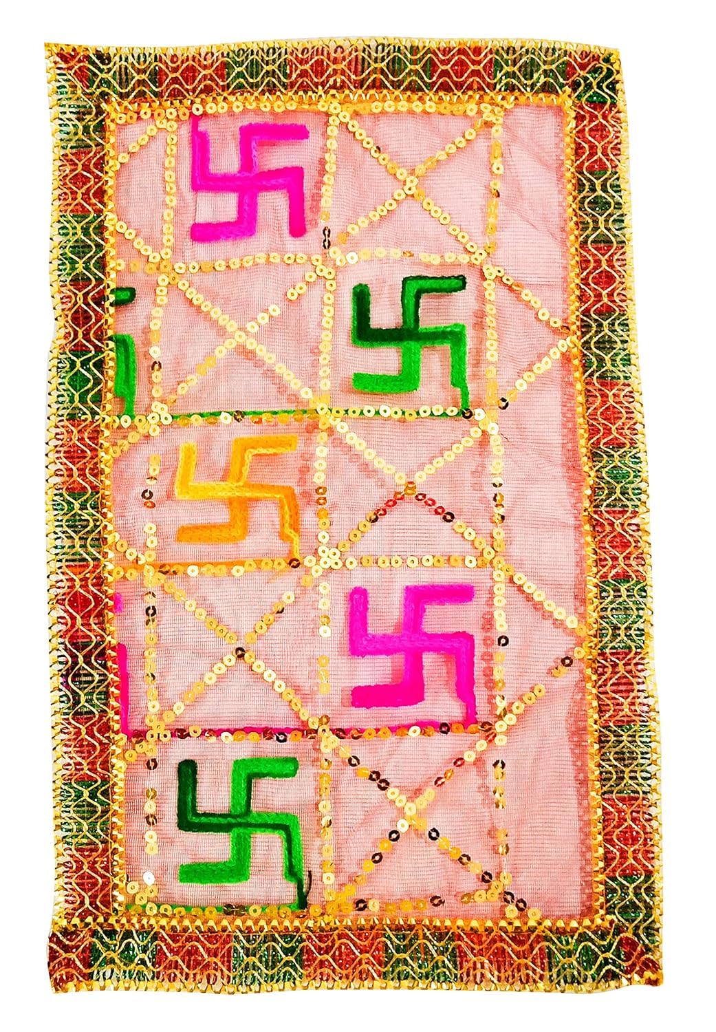 Pooja Ghar Swastik Maata Chunni/Chinri Puja Articles (Pack of 1) (10 * 16 Inches)