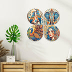 Artvibes Nature Modern Art Decorative Wall Art MDF Wooden Wall Hanger for Living Room | Wall Sculpture | Signs | Handcrafted Art | Modern Decor Artwork | Wall Poster | Unique Gift (WH_8458N), Set of 4