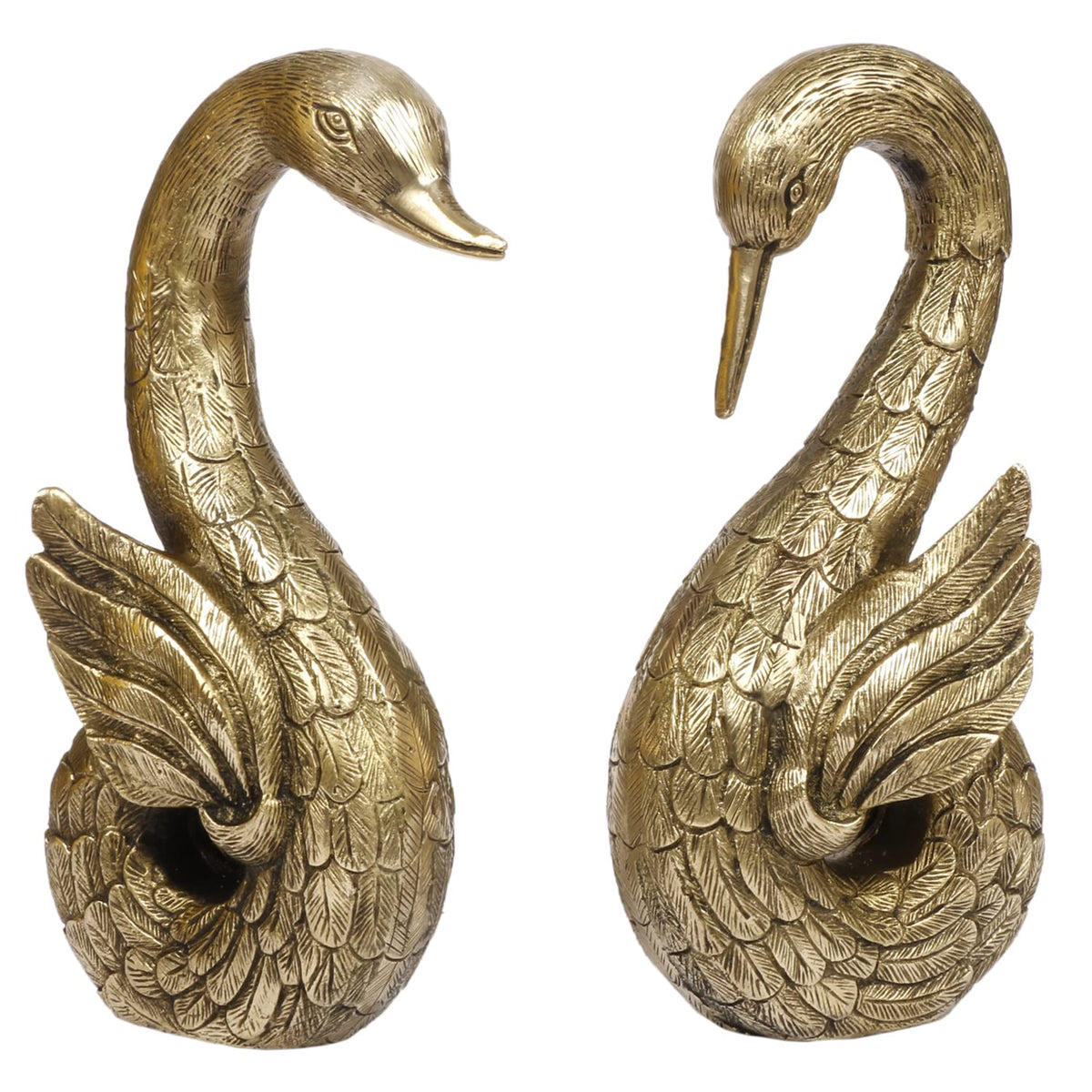 ARTVARKO Brass Swan Pair Statue Duck Pair Idol Vaastu Love Couple Decorative Home Interior Décor Item Feng Shui Handcrafted (LxBxH 9x4x9.5 Inches,4.7Kg)