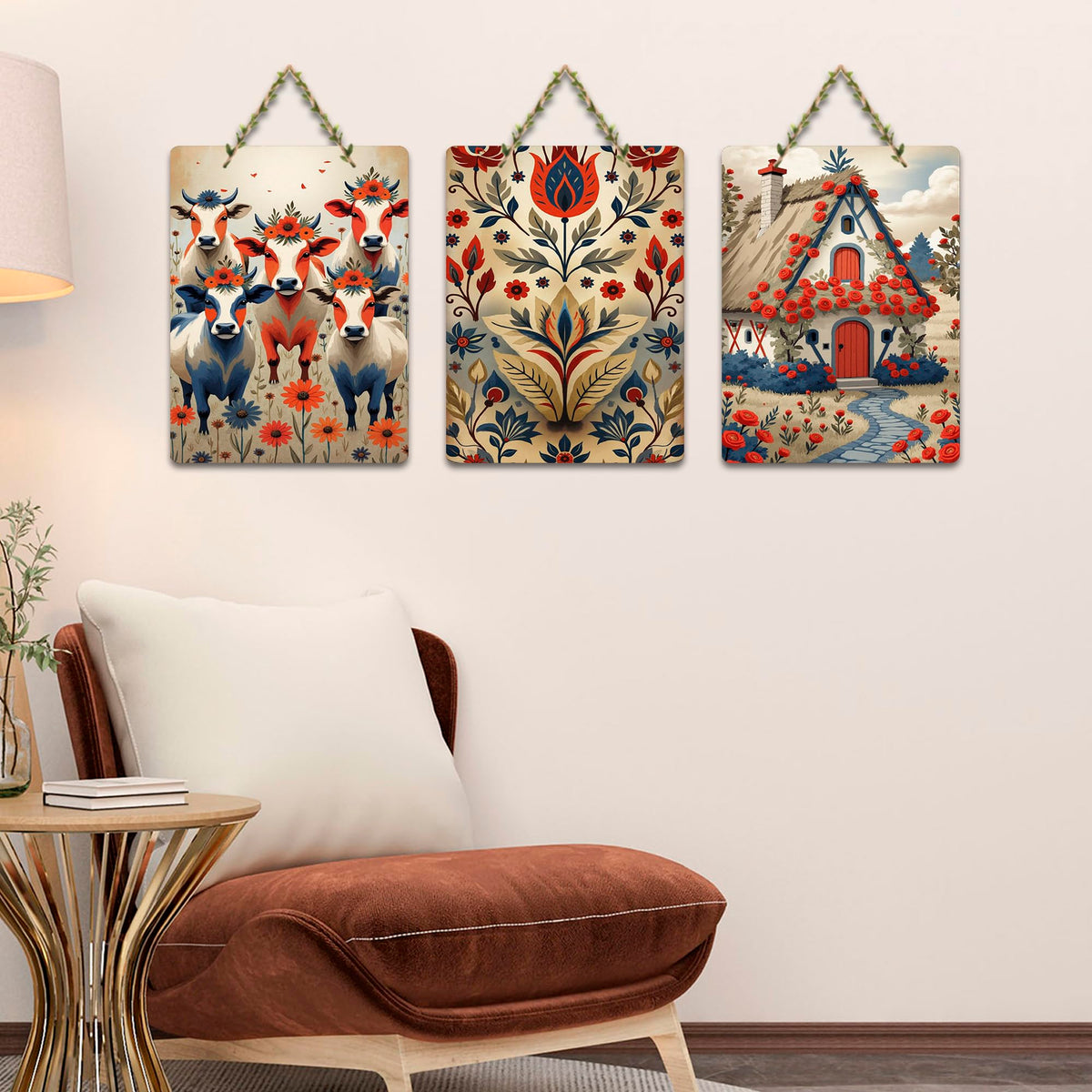 Artvibes Nature Theme Wall Art Hanging Decorative Wall Hanging Ornaments | Wall Sculpture | Signs & Plaques | Wall Accents | Graphic Artwork | Wall Poster | Ideal Gifts (WH_96110N), Set of 3
