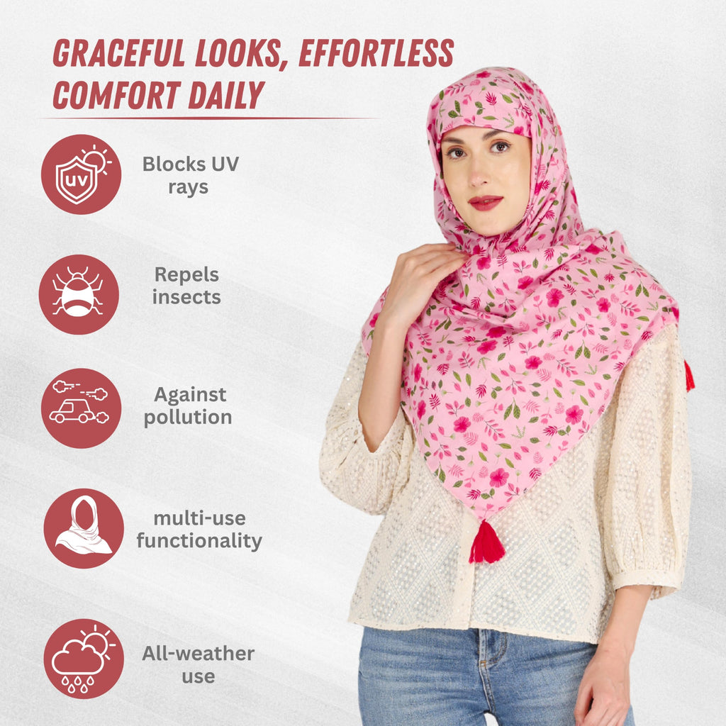 Switchon Nursing Cover for Breastfeeding Multi Use Poncho Style Scarf with Buttons, Feeding Apron Breathable for Pre & Post Pregnancy free size (72inch x 22inch) Pink_Multi