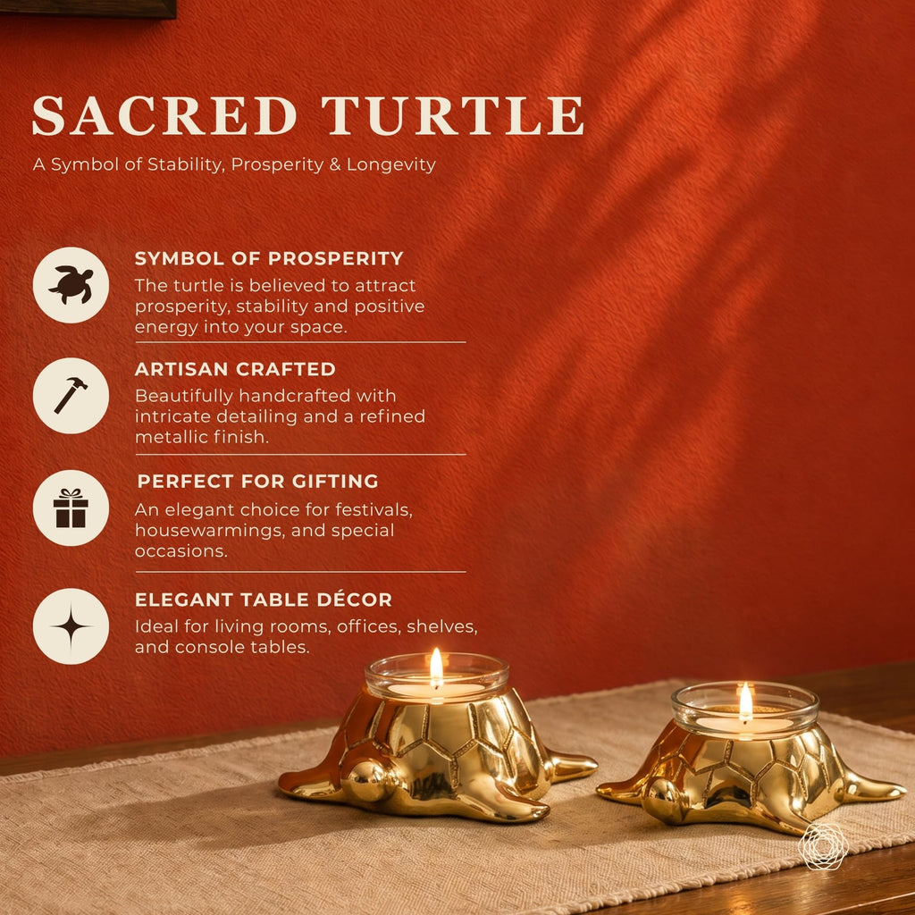 BEHOMA Golden Turtle Votive Holder Mother and Child Set