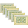 Encasa XO Block Printed Cotton Dining Table Placemats, Hand Print Sage-03 Kafalo
