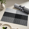 OXSAM Placemats, Heat Insulation Non-Slip Vinyl mats, Stain-Resistant Tablemats for Home and café Dining Table Décor (Black & Gray, Pack of 4) Kafalo
