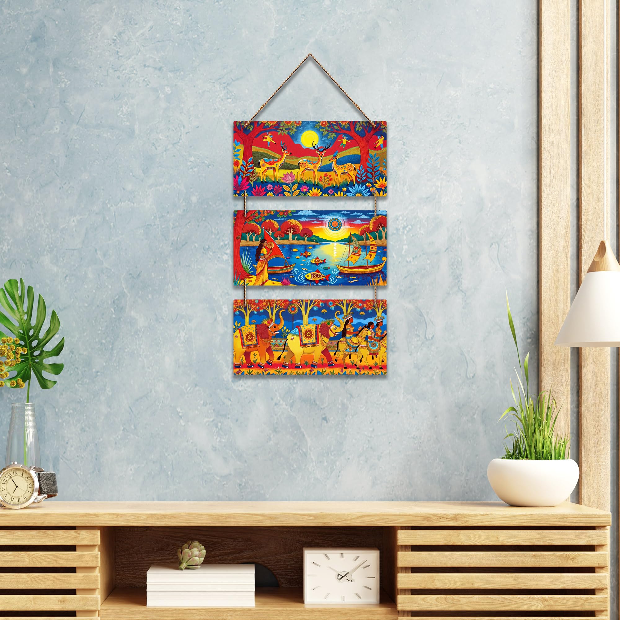 Artvibes Multicolor Modern Art Decorative Wall Art MDF Wooden Wall Hanger for Living Room | Room Wall Art | Modern Decor Artwork | Living Room | Cafe | Wall Illustrations | Ideal Gifts (WH_9422N)