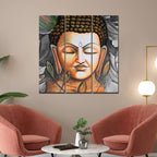 VIBECRAFTS Buddha Meditating 3 Pieces Canvas Wall Painting Fitted With Wooden Frame For Home | Office | Living Room | Gifts (PTVC3Pcs1_9598)