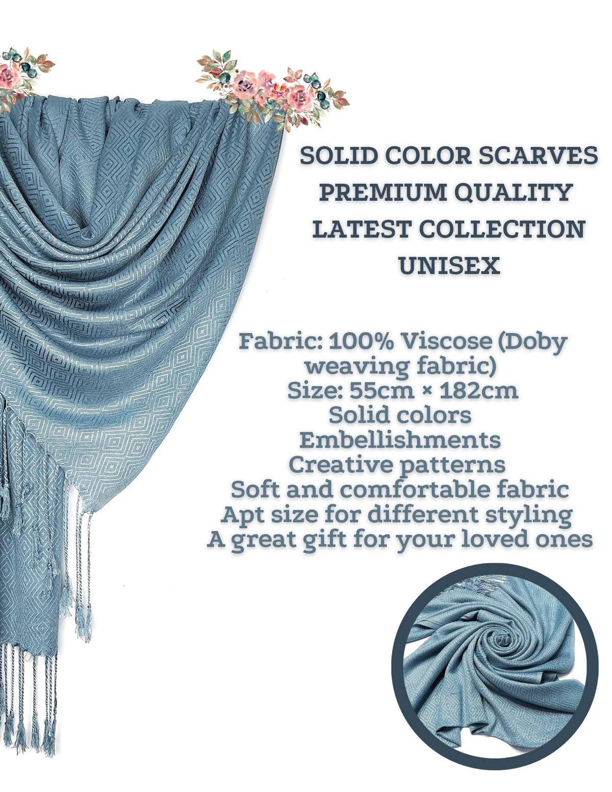 Chandwasia Scarf Stole & Shawl | For Casual Styling, Travel, Office, Daily Use, Outdoor | Viscose Dobby Weaving Fabric, Lightweight, Soft Texture, Breathable Material, Long Wrap
