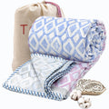 TOAIArt Premium Jaipuri Dohar | AC Blanket Summer Quilt | Hand Block Printed | 3 Layers | Reversible| 150GSM 100% Mulmul Cotton| 100% Cotton Flannel Filling| Queen 90 X 108|Vintage Geometric Pattern Kafalo