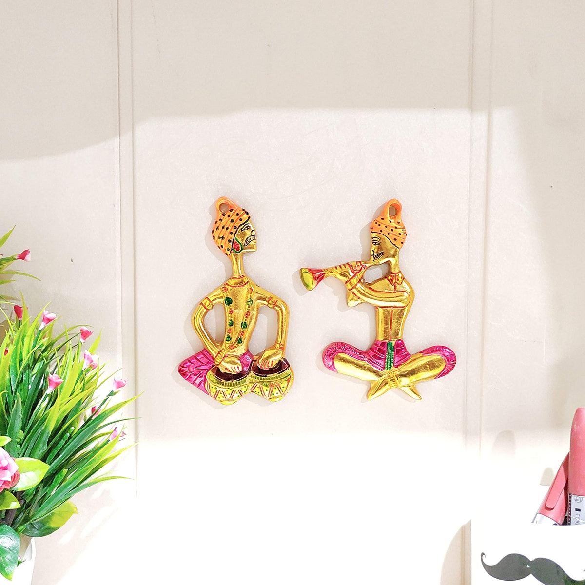 Kridaykraft Metal Small Size Musical Man Set Multicolor Showpiece for Home,Office & Walls Gift for Have House Warming Anniversaries, Birthday, Wedding Gifts, Return Gifts...