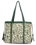 PRIMROSE Chevron Pattern Tote Bag for Women, Black and Beige (Green)