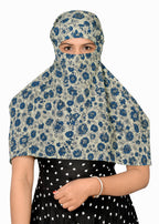 DEEPNYRA - LIVING STYLE Scarf Face Full Covering With Mask Head Hair Wrap Sun Protection For Women Cotton Printed Square All Season Wear (GREEN FLOWER)