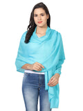 MUFFLY Fine Blended Ultra Soft & Warm Wool Silk Unisex Pashmina Shawl, Stole & Wrap with Hanger (Turquise)