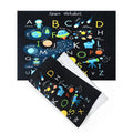 PRAKARTIK BY INDUARTS Dining Table Mats Set of 2 - Alphabet Kids Theme,Digital Print, Washable, Indoor/Outdoor, Heat-Proof, Water Resistant, Wipe & Clean (47X33 cm) Black Kafalo