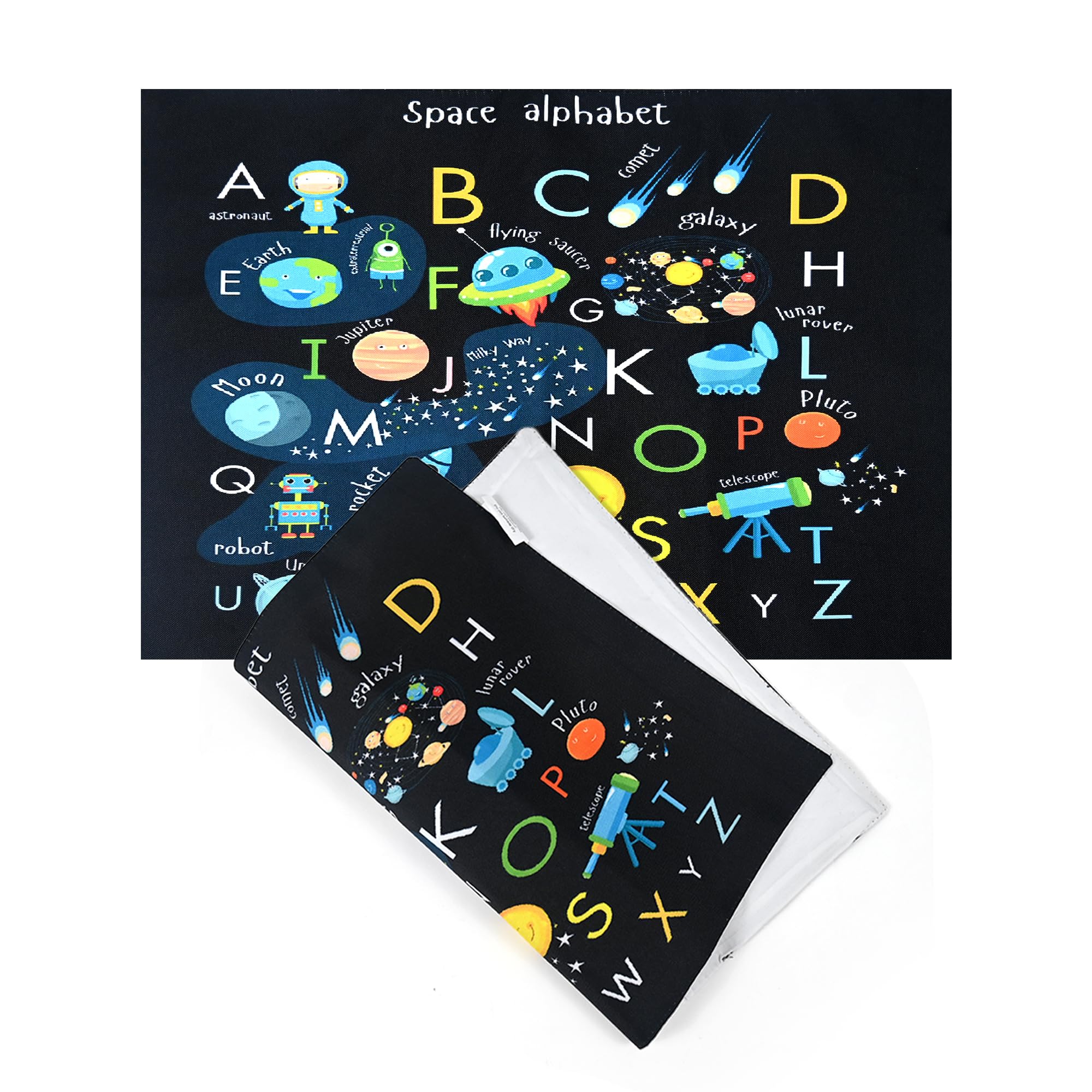 PRAKARTIK BY INDUARTS Dining Table Mats Set of 2 - Alphabet Kids Theme,Digital Print, Washable, Indoor/Outdoor, Heat-Proof, Water Resistant, Wipe & Clean (47X33 cm) Black Kafalo