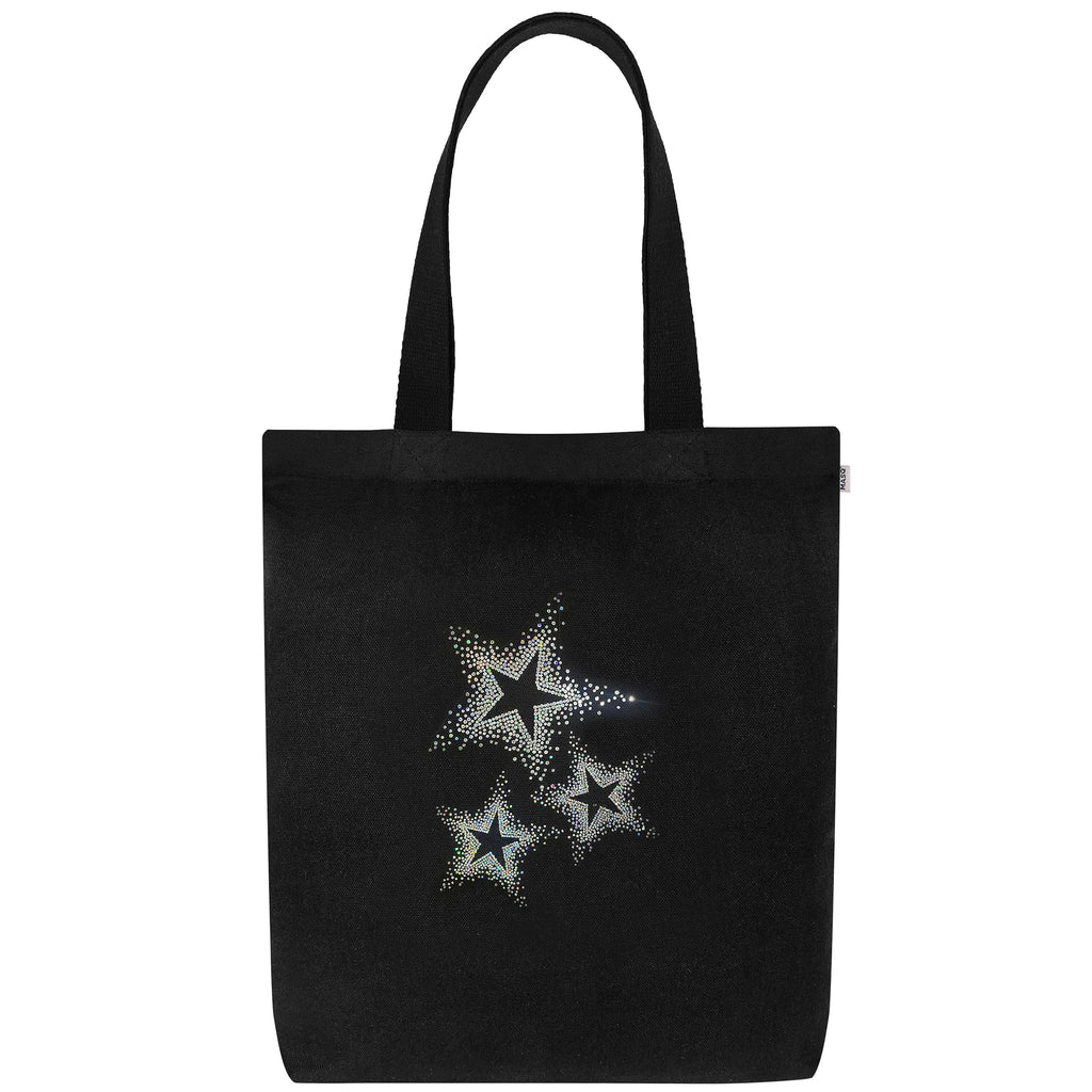 MASQ Utility By Q-One Canvas Sparkling Star Embroidered Tote Bags For Women's With Zip, College Bag Girls, 100% Organic Cotton Traveling & Daily Use
