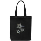 MASQ Utility By Q-One Canvas Sparkling Star Embroidered Tote Bags For Women's With Zip, College Bag Girls, 100% Organic Cotton Traveling & Daily Use