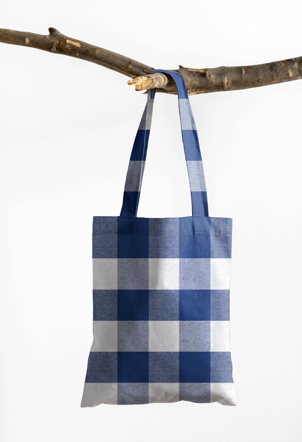 Encasa XO Cloth Tote Bag (Pack of 2) - Buffalo Red + Blue Checks Colour Canvas Cotton Bag | Reusable-Multi-Pack with Strong 13 Handle | Holds 15 Kgs | Multipurpose Grocery Carry Bag For Men & Women