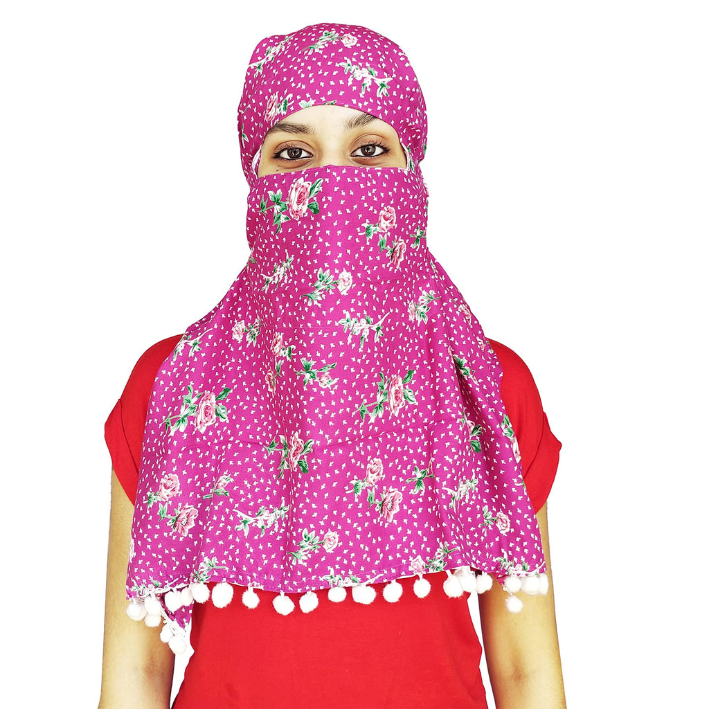 Tolexo Rayon cotton scarf free size with Hook and Loop closer-printed-free size (Pink)