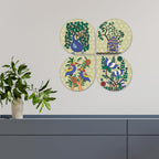 Artvibes Floral Animal Decorative Wall Art MDF Wooden Wall Hanger for Living Room | Modern Decoration Items | Festive Decor | Art Print | Paintings For Wall | Unique Gift Items (WH_8437N), Set of 4