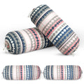 GLUN® Pack of 4 Zig Zag Multicolour Round Striped Bolster Pillow Covers, Size 16 inch x 30 inch (40 x 75 cm, Cream) Printed Polyester Silk Fabric for Living Room or Bedroom, Stylish & Modern Covers