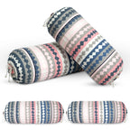 GLUN® Pack of 4 Zig Zag Multicolour Round Striped Bolster Pillow Covers, Size 16 inch x 30 inch (40 x 75 cm, Cream) Printed Polyester Silk Fabric for Living Room or Bedroom, Stylish & Modern Covers