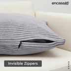 Encasa XO Corduroy Cushion Covers, No Inserts, Set of 2, Grey