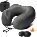 TRAVALATE Square Shape Travel Neck Pillow and Sleeping Eye Mask Combo–Black