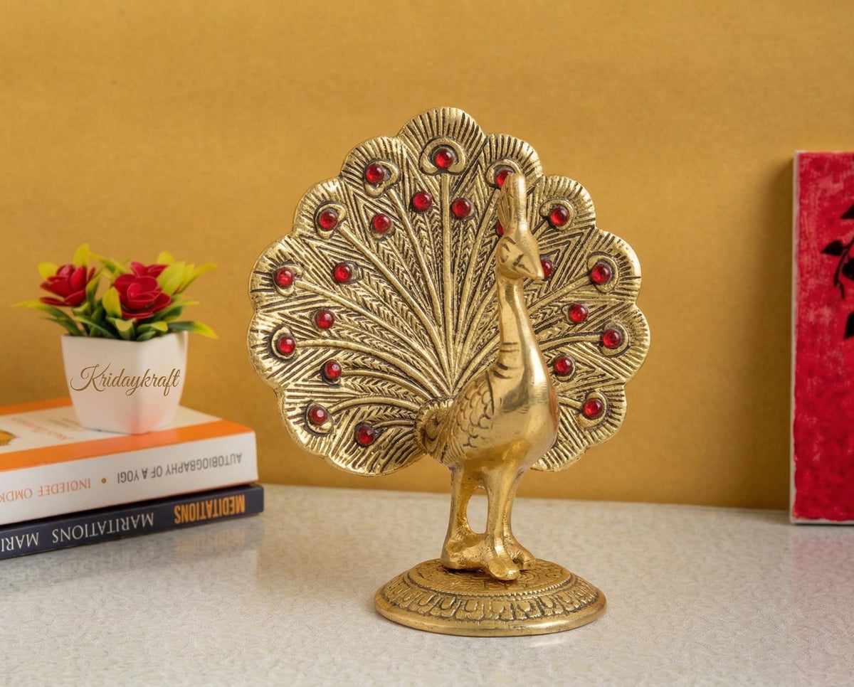 KridayKraft Peacock Metal Statue Idol Decorative Showpiece Feng Shui As Table Top Figurine for Living Room Bedroom Home Office Décor for Decoration & Gifting Purpose