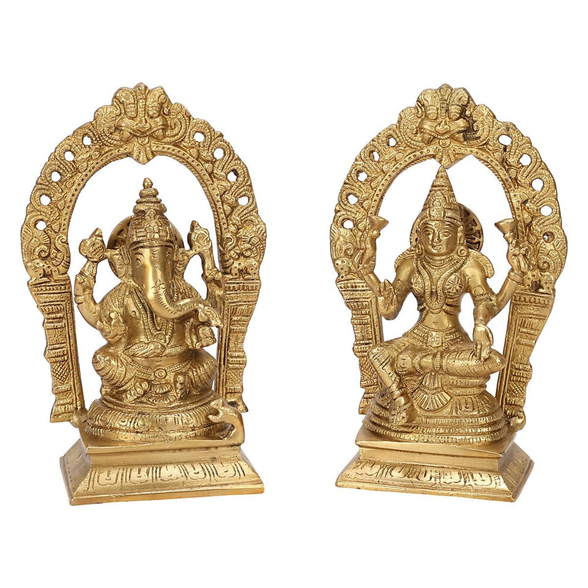 ARTVARKO Brass Ganesha Laxmi Ganesh Lakshmi Bhagwan Idol Sitting Ganpati Murti Metal Statue for Home Office Success Entrance Décor Diwali Pooja Good Luck Gift 8 Inch