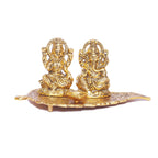 KridayKraft Laxmi Ganesh Metal Statue, Laxmi Ganesh Murti with Diya for Pooja, Ganpati Idol for Home Decor, Gift Your Relatives, Religious Idol Gift Article, Ganesha Showpiece Figurines