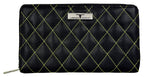 URBAN FOREST Nancy Black Quilted Leather Handbag & Black/Yellow Quilted Leather Wallet Combo Gift Set for Women