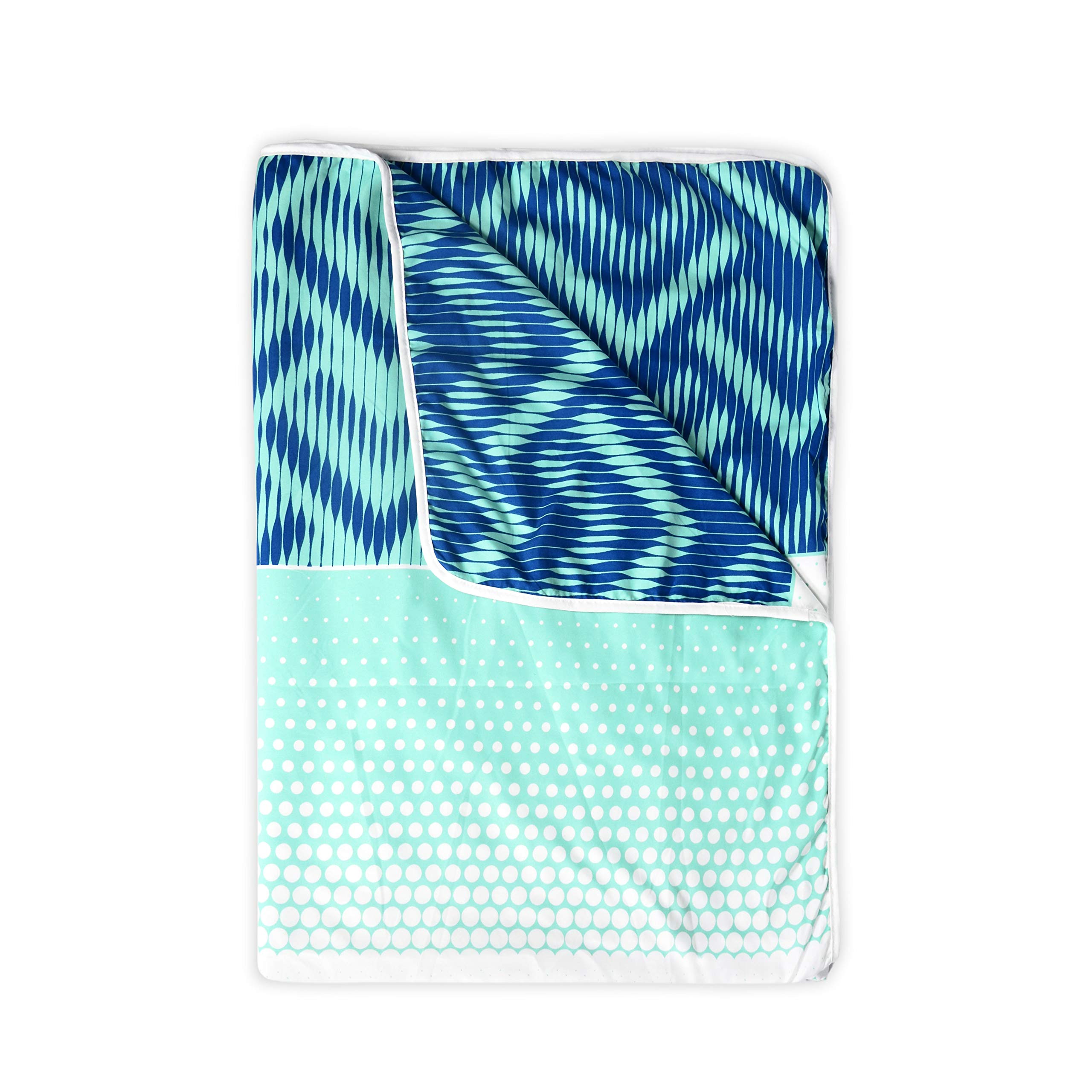 Divine Casa Microfiber Winter Single Bed Throws for Sofa and Couch Decorative Reversible AC Blanket Dohar Living Room, 210 cm x 140 cm (Cyan and Navy Blue) Kafalo