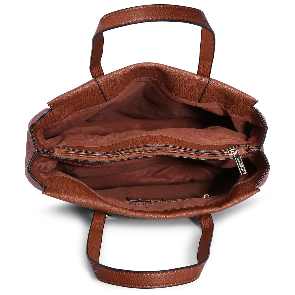 Accessorize London Women's Tan Lauren Work Tote bag | Tote bags for women office use |Work bag for woman stylish | Fits 13 inch laptop