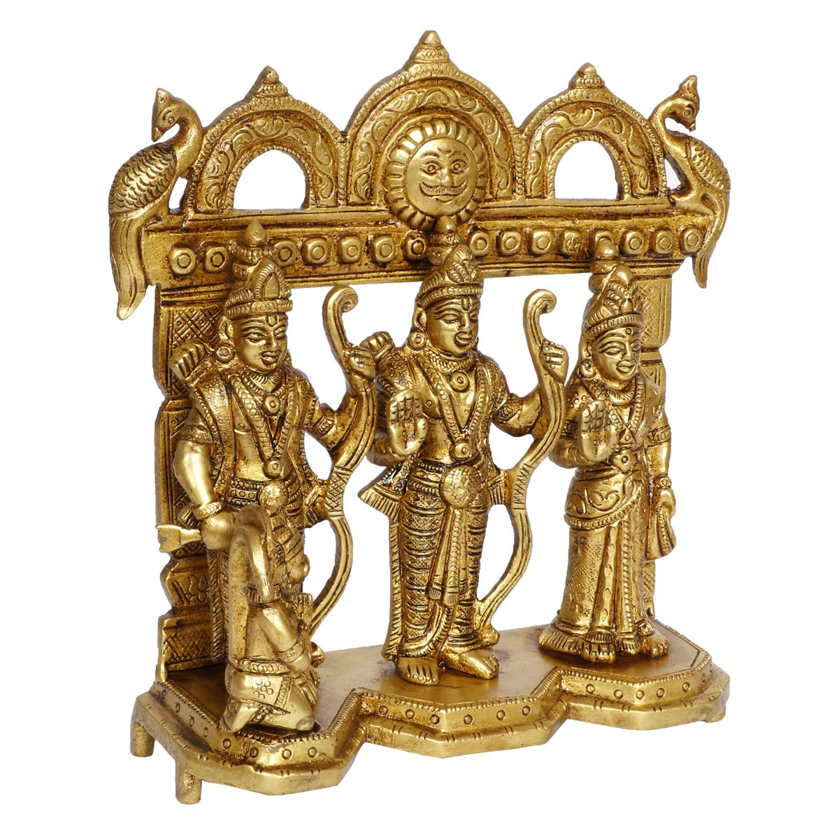 ARTVARKO Brass Ram Darbar Statue Shree Ram Ji Sita Laxman Hanuman Home Décor Puja Bhagwan Idol Murti for Mandir Temple 7.5 Inches